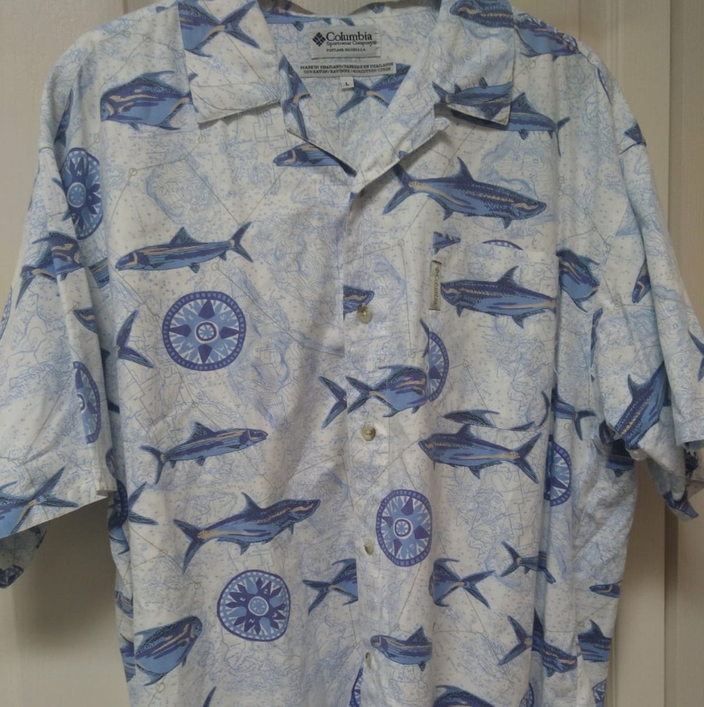 Mens Columbia Short Sleeve Button Front Shirt